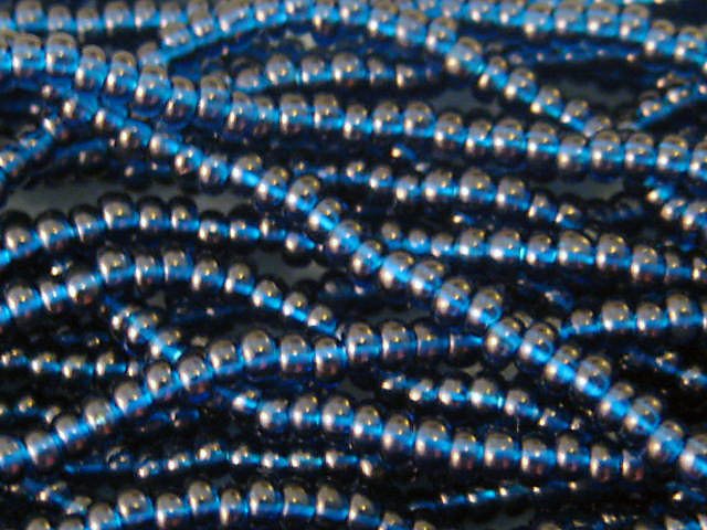 11/0 CZECH GLASS SEED BEADS TRANSPARENT MONTANA BLUE 1 HANK