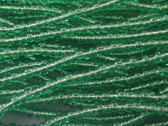 11/0 CZECH GLASS SEED BEADS TRANSPARENT PERIDOT GREEN 1 HANK