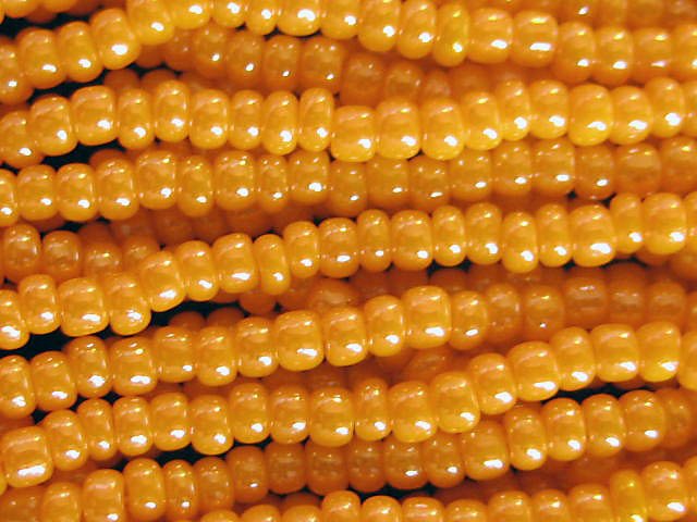 11/0 CZECH GLASS SEED BEADS LUSTER ORANGE 1 HANK