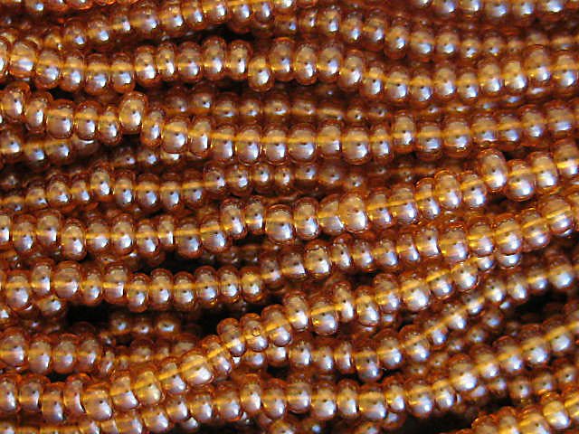 11/0 CZECH GLASS SEED BEADS LUSTER MEDIUM DARK TOPAZ TRANSPARENT 1 HANK