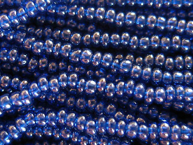 11/0 CZECH GLASS SEED BEADS LUSTER DARK SAPPHIRE BLUE TRANSPARENT 1 HANK