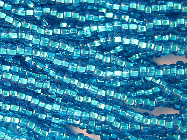 11/0 CZECH GLASS SEED BEADS SILVER LINED DARK AQUA 1 HANK