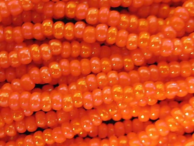 11/0 CZECH GLASS SEED BEADS AURORA BOREALIS MEDIUM ORANGE 1 HANK