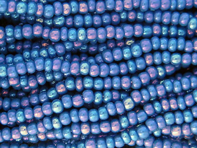 11/0 CZECH GLASS SEED BEADS AURORA BOREALIS TEAL BLUE 1 HANK