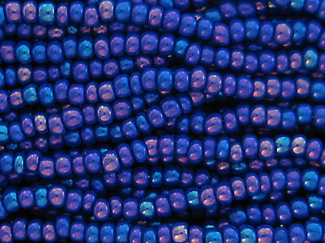 11/0 CZECH GLASS SEED BEADS AURORA BOREALIS MEDIUM BLUE 1 HANK