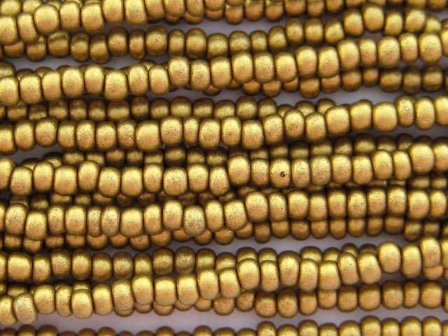 11/0 CZECH GLASS SEED BEADS SILK BRASS METALLIC 1 HANK