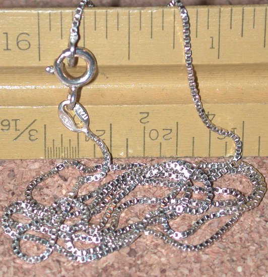used Sterling Silver fine box Chain 20 inch long marked Italy 925
