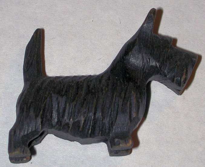 Vintage black Scottie Terrier Dog Figurine Carved Wood figure