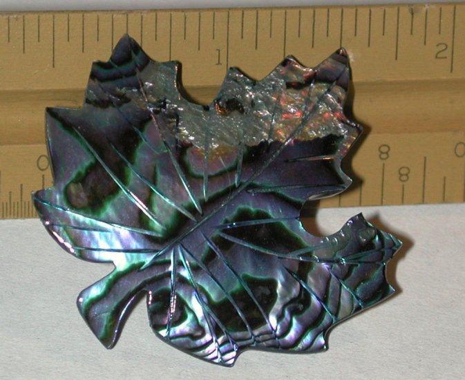 Vintage Abalone/shell Carved Leaf Pin Brooch free shipping