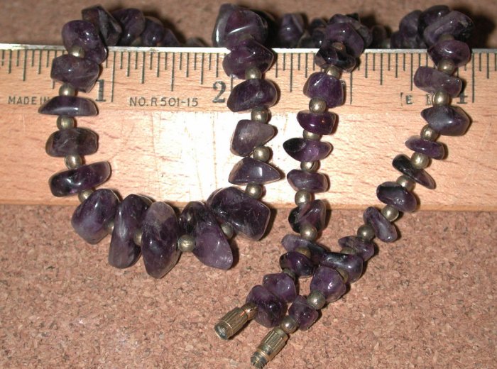 Vintage purple Amethyst Stone Beads Necklace Strand