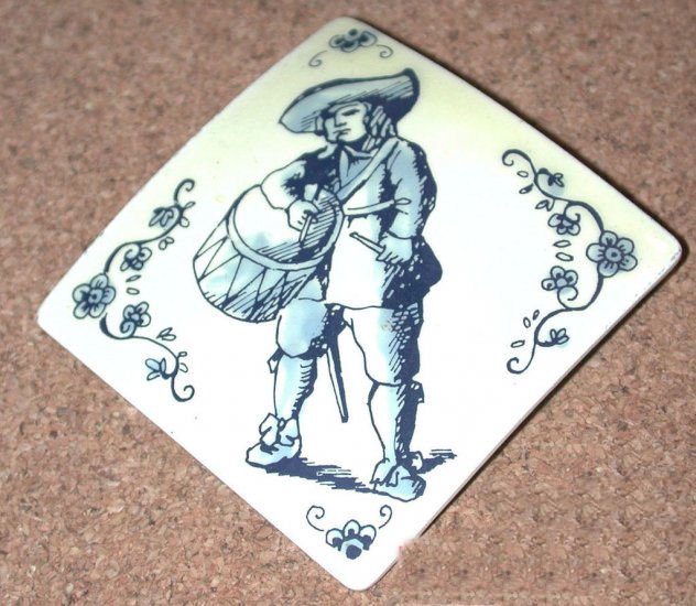 Vintage W Germany Pin brooch West German Delft drummer Design