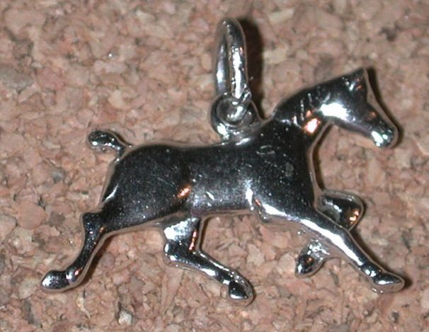 Horse Running Sterling silver Charm 3D figure Vintage FREE SHIPPING