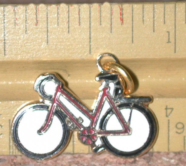 Bike Bicycle CHARM gold-tone Hard Enamel Vintage FREE SHIPPING