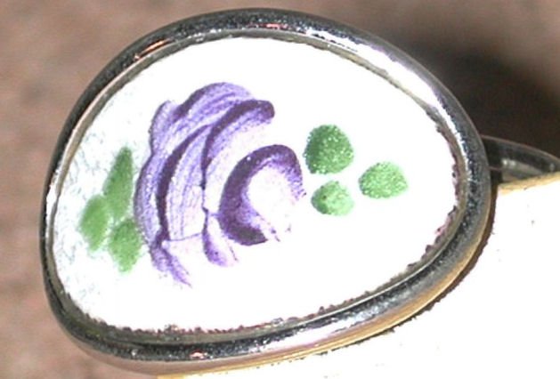 Vintage guilloche Enamel Rose Ring Signed Sarah Cov. Coventry adjustable Size FREE SHIPPING