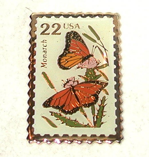 22 cent US Postal Stamp Monarch Butterfly enamel Pin Brooch