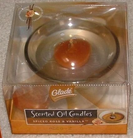 GLADE CANDLE: Scented Oil Candle Holder + Refill-ROSE & VANILLA