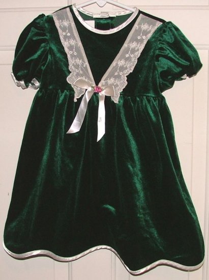 Soft, Dark GREEN Holiday or Special Occasion DRESS 2T