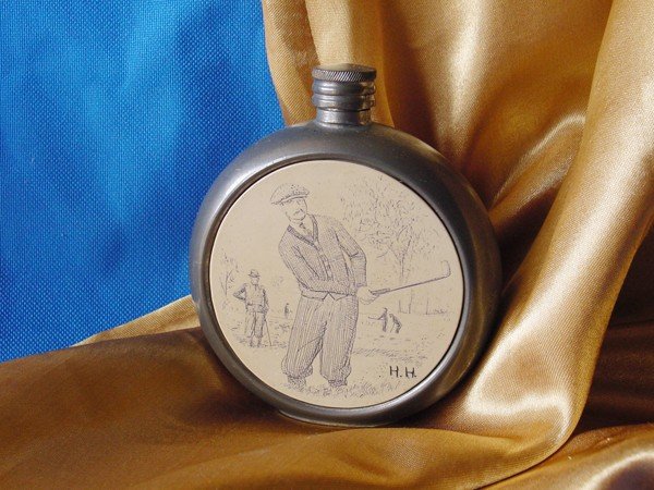 VINTAGE FINE BRITISH PEWTER Liquor Flask HALLMARKED