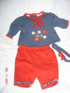 CUTE Okie Dokie 0-3M Infant Girls LOVE Outift EUC