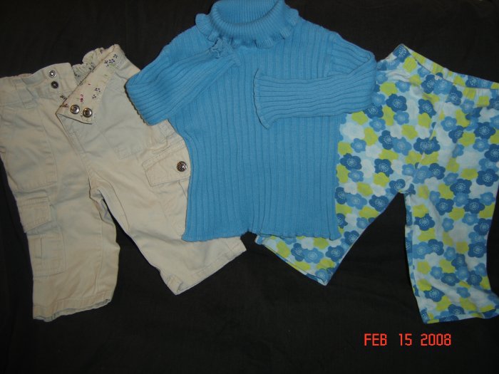Cute 6-9M Girls Bootcut Cargos and Children's Place Outfit