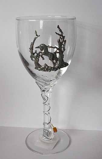 Pewter Unicorn in Forrest Wine Glass Free Shipping