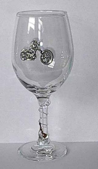 Pewter Motorcycle Wine Glass Free Shipping