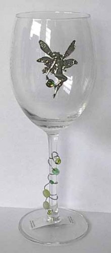 Pewter Fairy With Crystal Wine Glasses Free Shipping