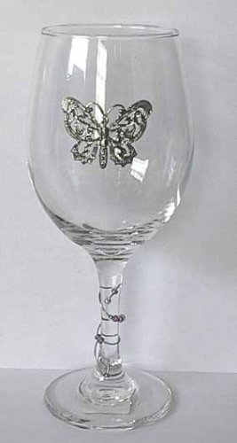 Pewter Butterfly Wine Glass Free Shipping