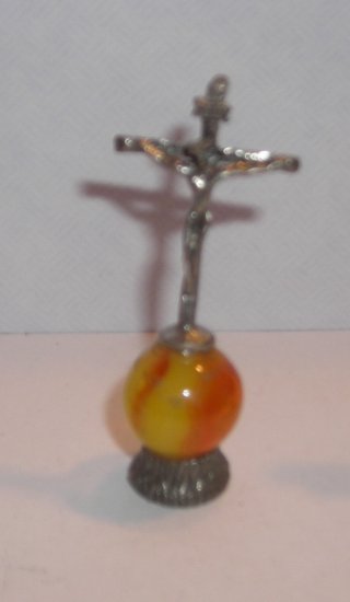 Cross Mini Pewter Figurines on Marble