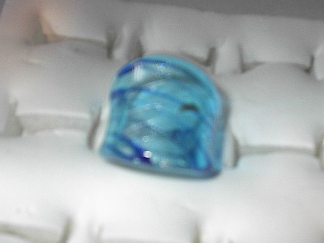 Clear Blue MURANO GLASS RING Size 8.5