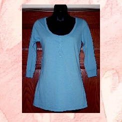 NWT GAP Dodger Blue 3/4 Sleeve Pima Cotton Henley Top S