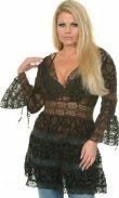 Burnout Velvet Semi Sheer Dress with Spider Lace Trim