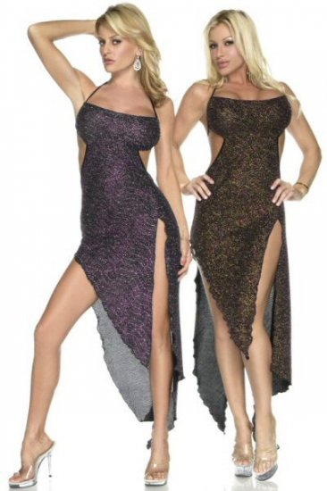 Long Halter Dress with Front and Side Slits and Cutout Design