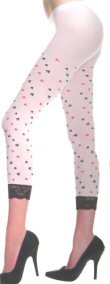 Lace Trim Opaque Leggings with Playing Card Suit Design
