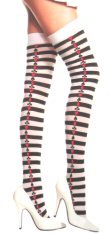 Opaque Thigh High Stockings with Printed Card Suit Design