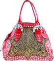 Animal Fur Design Tote Style Handbags with Acrylic Stone Accents