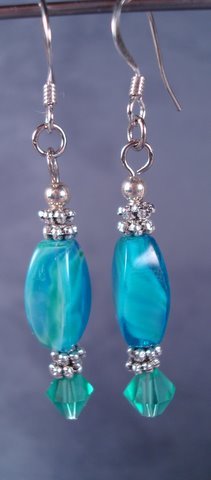 Teal glass earrings