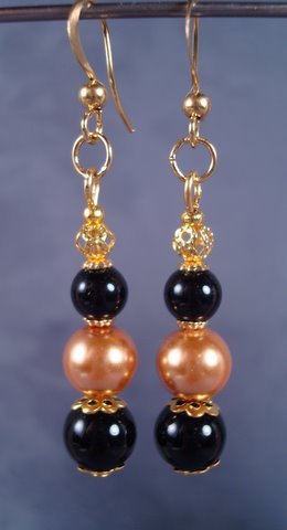 Formal Gold and Black Earrings
