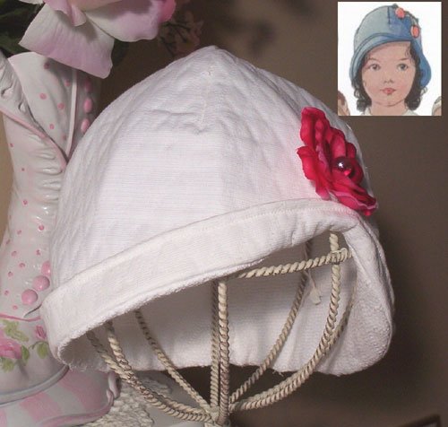 Flapper Style Little Girls Hat - White - Cloche Hat