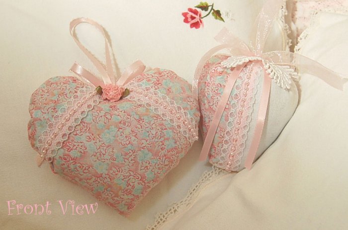 Lavender Sachets ~ Romantic Cottage Cuties ~ Heart and Strawberry ~ Vintage Fabric