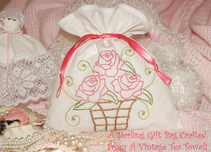 Vintage Gift Bag - Tea Gift Bag - Sachet Bag - Ditty Bag - Make-up Bag