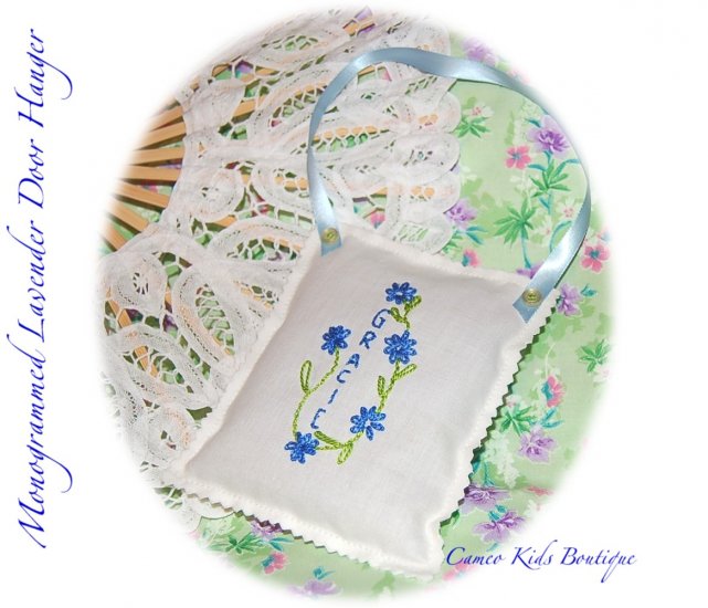 Lavender Sachet - Hand Embroidered - Personalized - Door Hanger - FLOVine