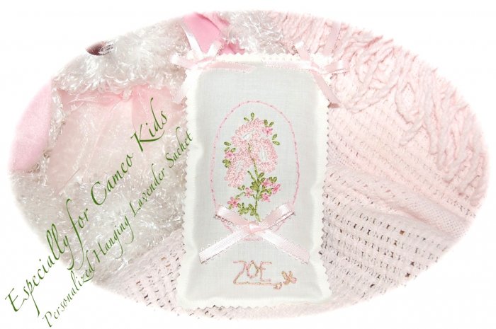Lavender Sachets - Hand Embroidered - Personalized - Door Hanger - Sachet - PK