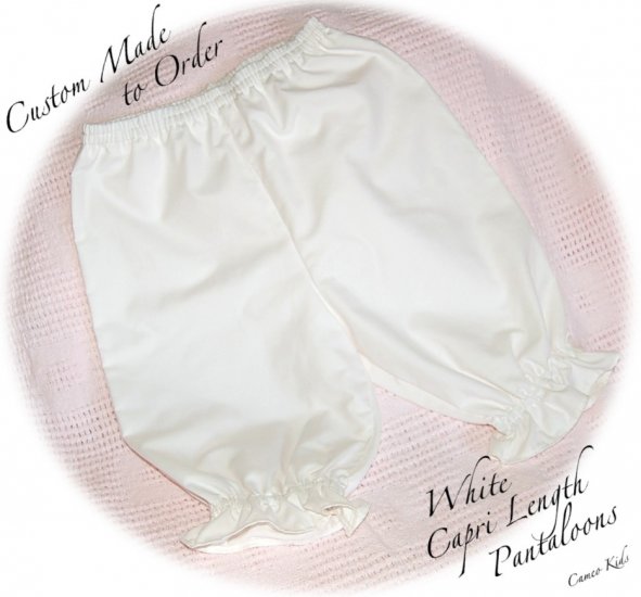 White Pantaloons - Capri Length - Pant - 6M - 4T - Custom Order