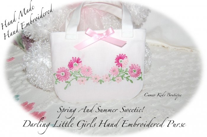 Handmade - Hand Embroidered - Little Girls Purse - Little Girl Handbags