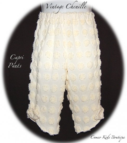 Yellow - Handmade - Vintage Chenille Capri Pants - Custom Order Size 5 - 8