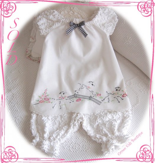 Cameo Kids Boutique - Peasant Style Pillowcase Dress and Chenille Pantaloons - Lambs