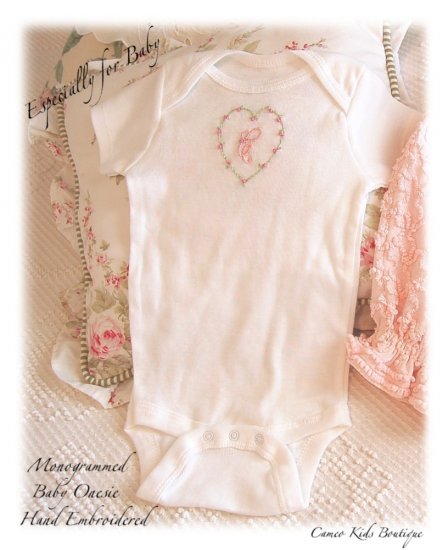 Monogrammed Onesie - Hand Embroidered - Custom Made