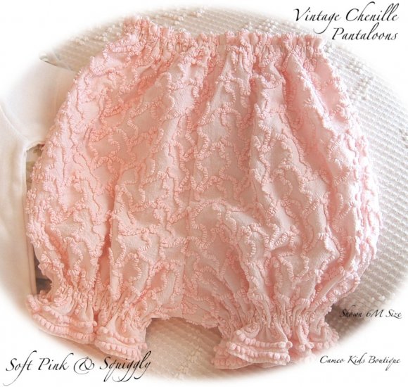 Vintage - Pink Chenille Pantaloons - Bloomers - Pants - Diaper Cover