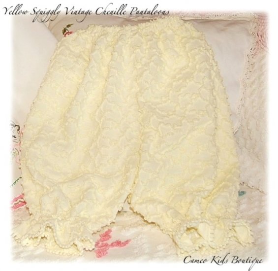 Chenille Pantaloons - Bloomers - Vintage Squiggle Chenille - Capri's - Pants